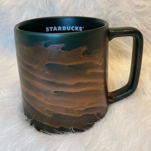Starbucks Rose Gold Copper Swirl & Dark Green Ceramic Pearlescent Mug